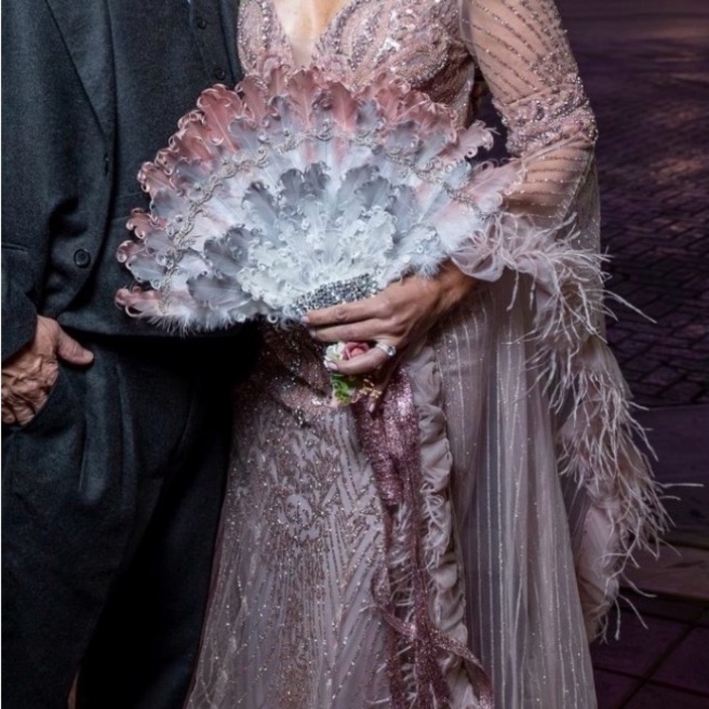 Elegant Feathered Evening Gown - Picture 3 of 6